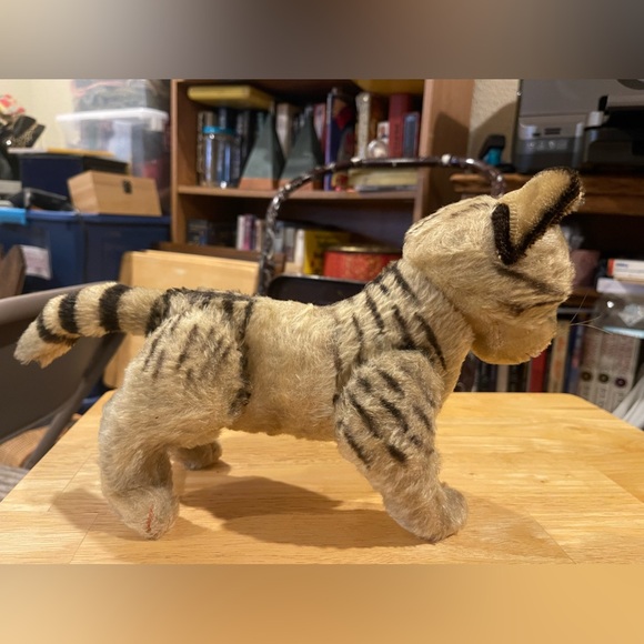 SOLD Steiff Mohair Tabby Cat Fully Articulated/Jointed 1950s No Button One Owner - Picture 4 of 13